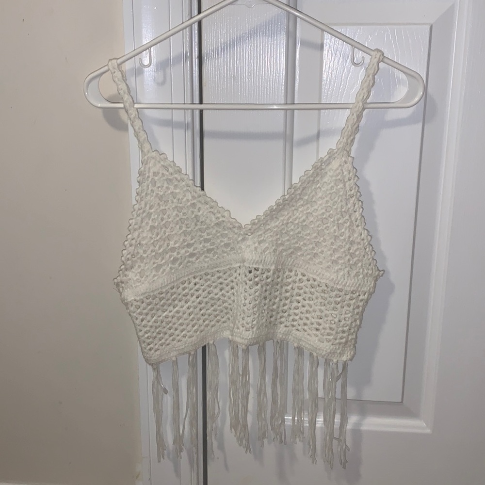 *NWT* Charlotte Russe crochet tassel crop tank top